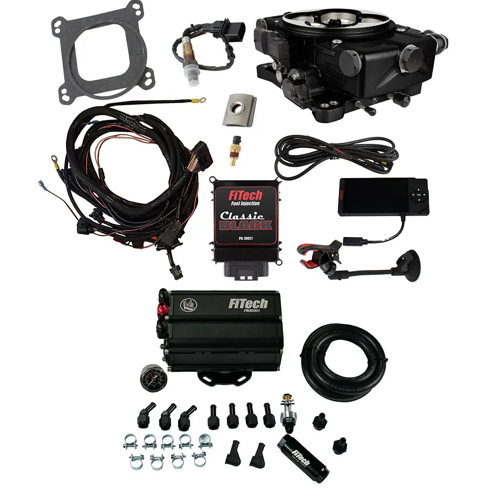 Go EFI Classic Black 650 HP EFI System With Go Fuel Force Fuel Mini Surge Tank Master Kit
