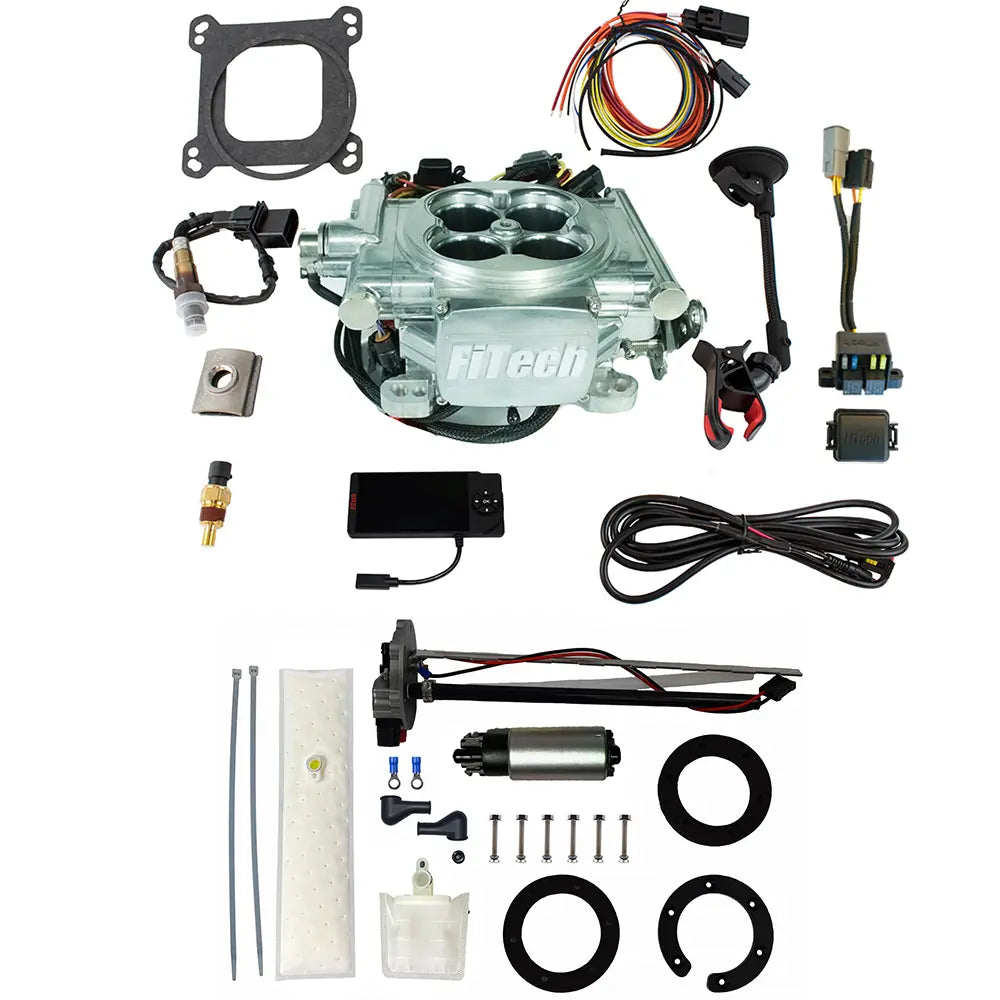 Go EFI 4 600 HP Power Adder Bright Aluminum EFI System With Go Fuel 255 LPH In-Tank Master Kit