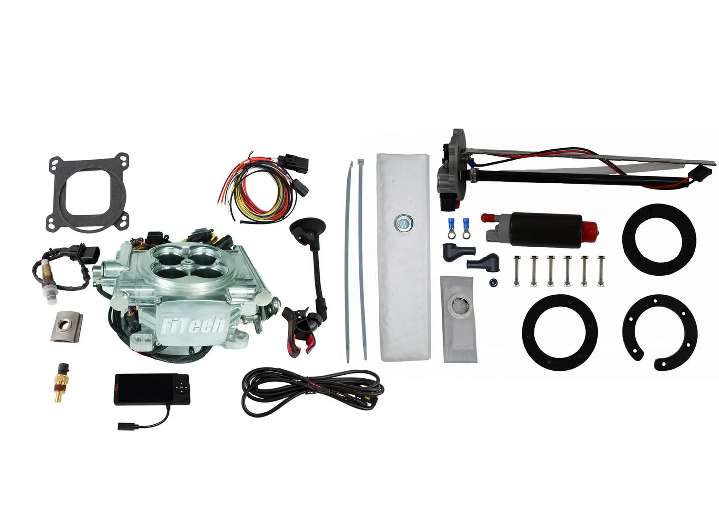 Go EFI 4 600 HP Power Adder Bright Aluminum EFI System With Go Fuel 340 LPH In-Tank Master Kit