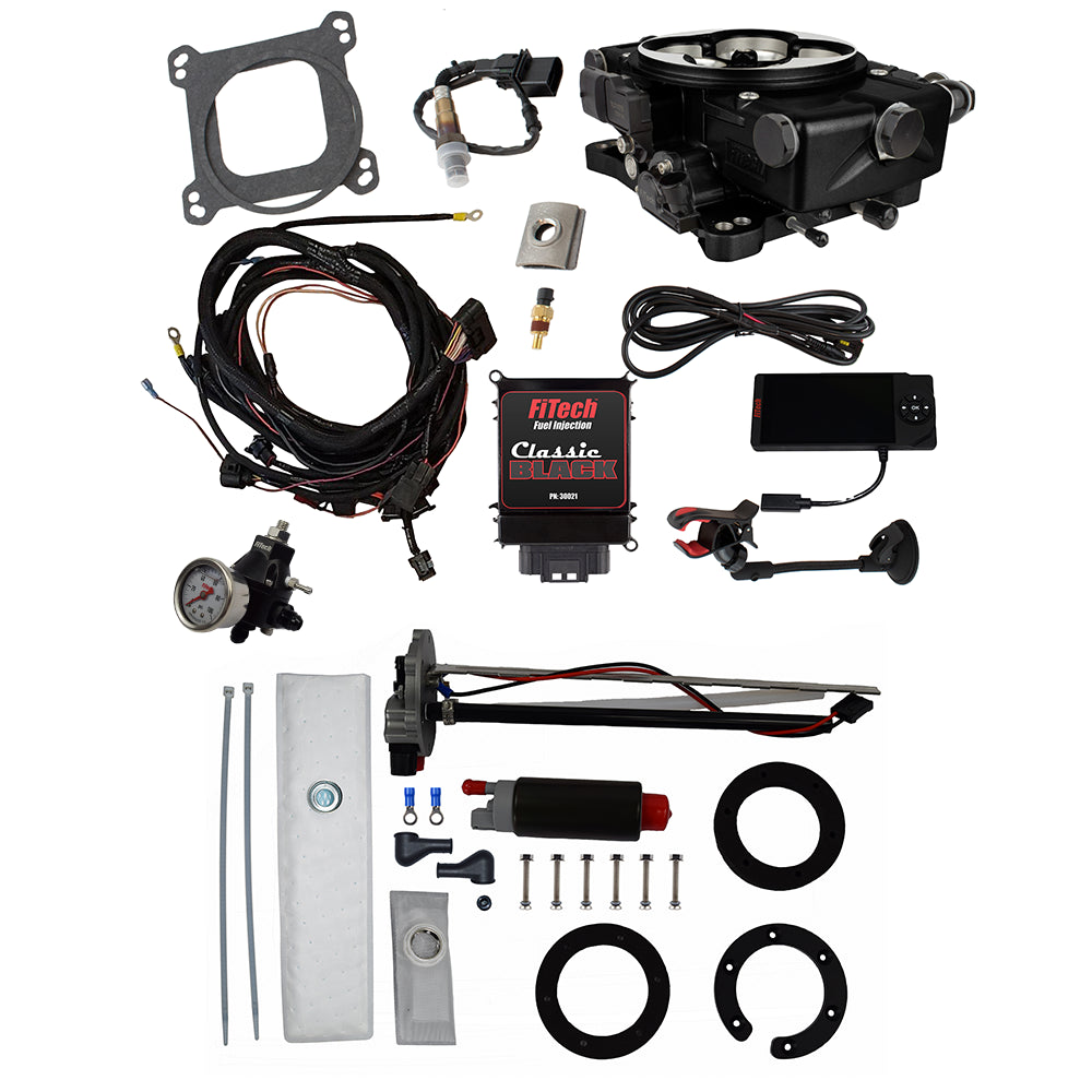 Go EFI Classic Black 650 HP EFI System With Go Fuel 340 LPH In-Tank & Go Fuel Tight Fit Regulator Master Kit