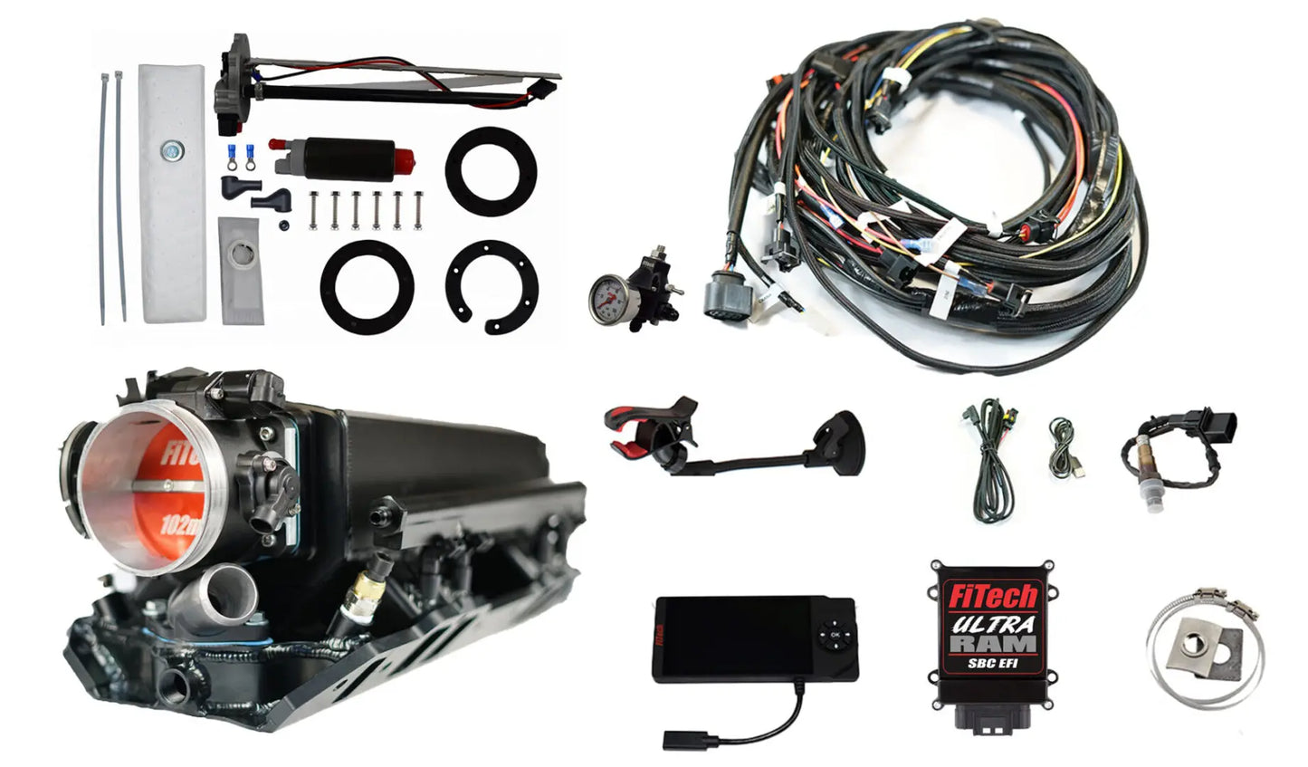 Ultra Ram 800 HP Chevy Big Block Rectangle Port EFI System With Go Fuel 340 LPH In-Tank & Go Fuel Tight Fit Regulator Master Kit