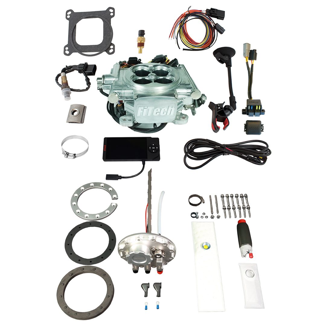 Go EFI 4 600 HP Power Adder Bright Aluminum EFI System With Go Fuel Returnless In-Tank Module Master Kit