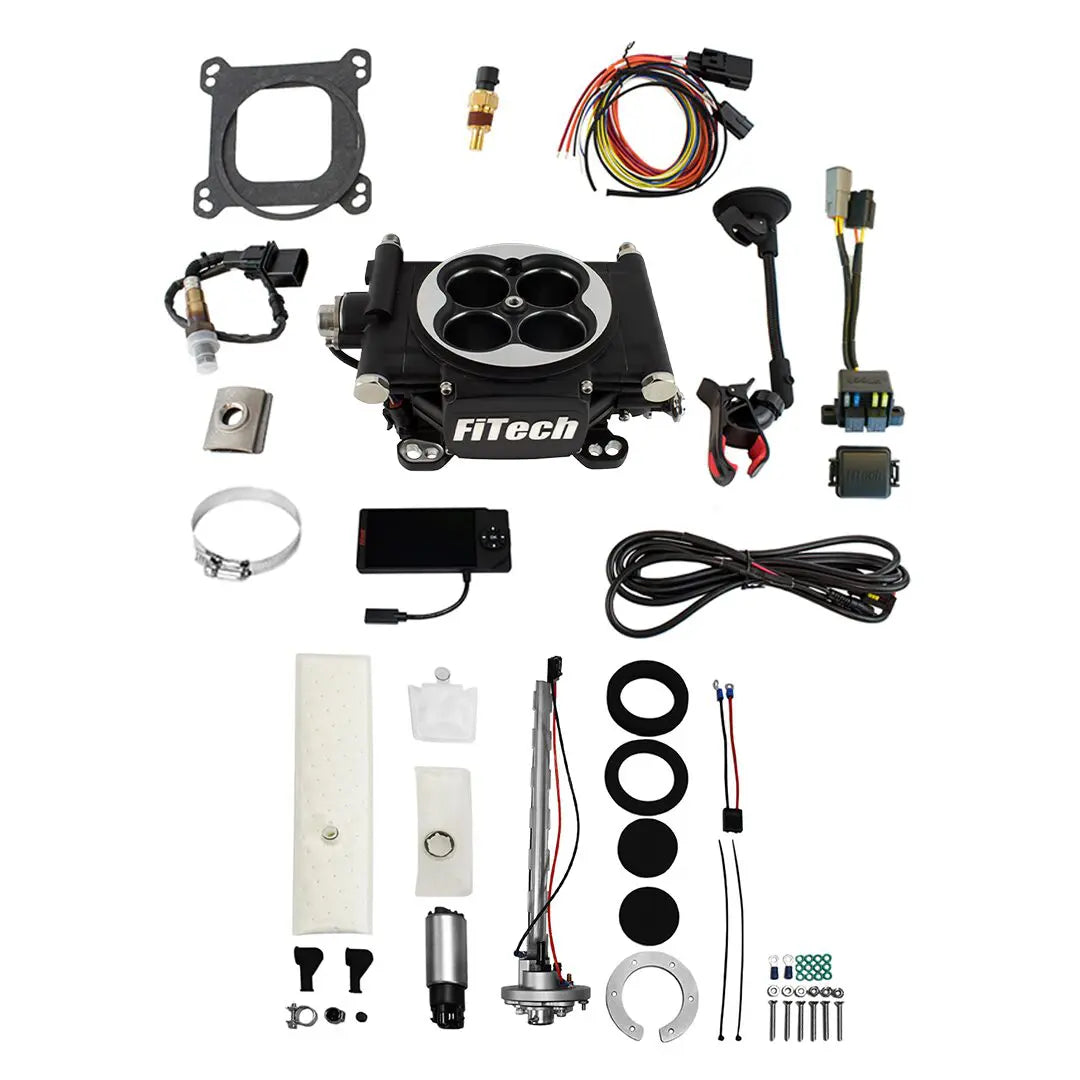 Go EFI 4 600 HP Matte Black EFI System With Go Fuel In-Tank Regulated Pump 255 LPH Master Kit