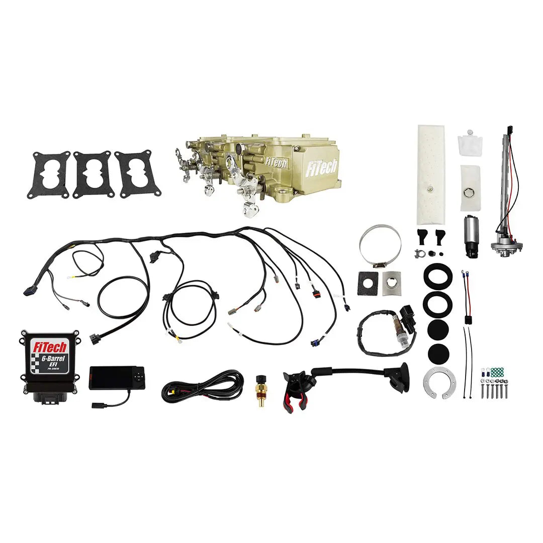 Go EFI 3x2 Tri Power 600 HP Classic Gold EFI System With Go Fuel In-Tank Regulated Pump 255 LPH Master Kit