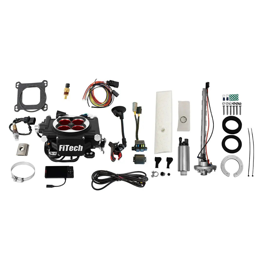 Go EFI 4 600 HP Power Adder Matte Black EFI System With Go Fuel In-Tank Regulated Pump 340 LPH Master Kit