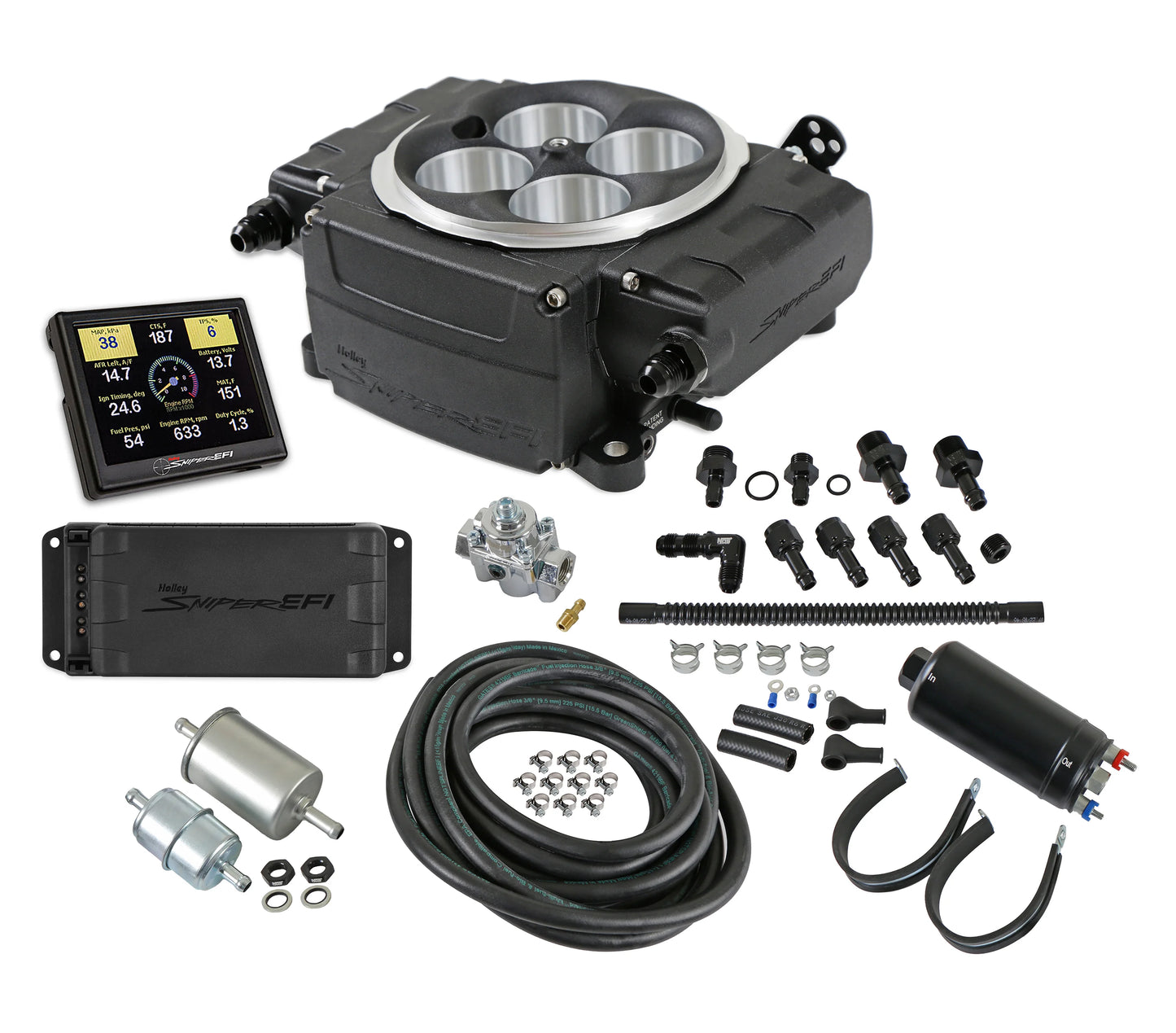 Holley Sniper 2 PDM Fuel Master Kit, Black - Inline Pump - With PDM - 3.5 in Handheld