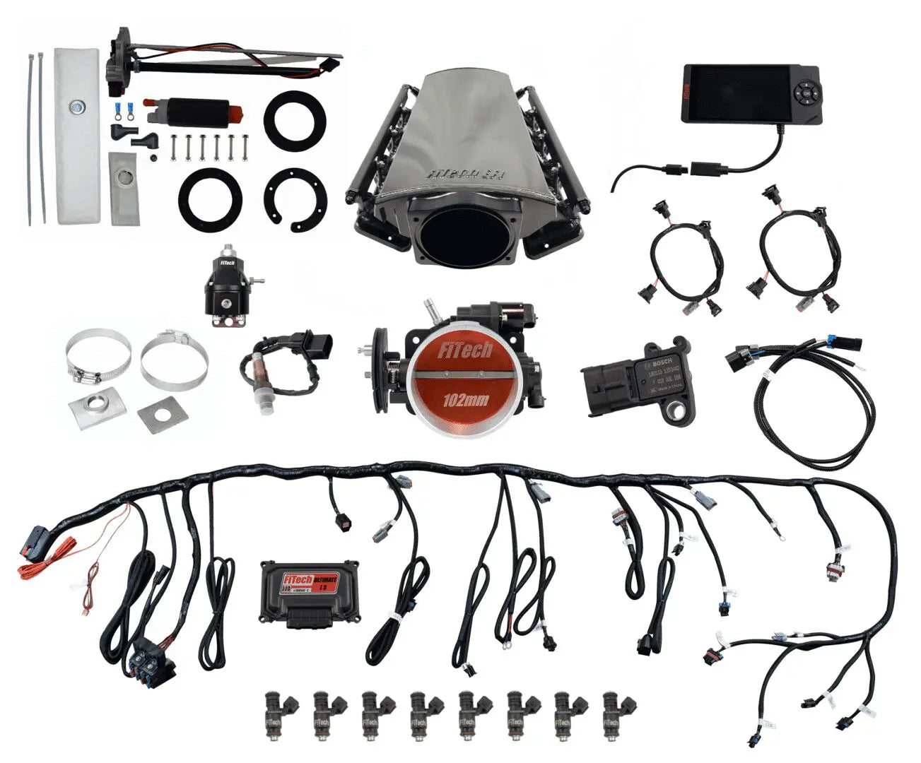Ultimate LS 750 HP EFI System With Short LS3 Port Intake, In Tank 340 LPH Pump Module & Go Fuel Regulator Master Kit