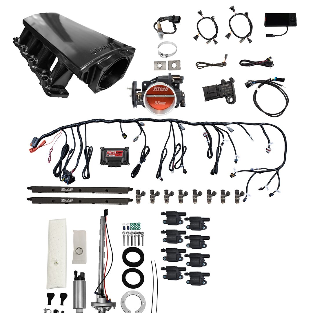 Ultimate LS 500 HP EFI System With Short LS3 Port Intake, Go Fuel In-Tank Regulated Pump 340 LPH & Go Spark LS3 Style Coil 8 Pack Master Kit