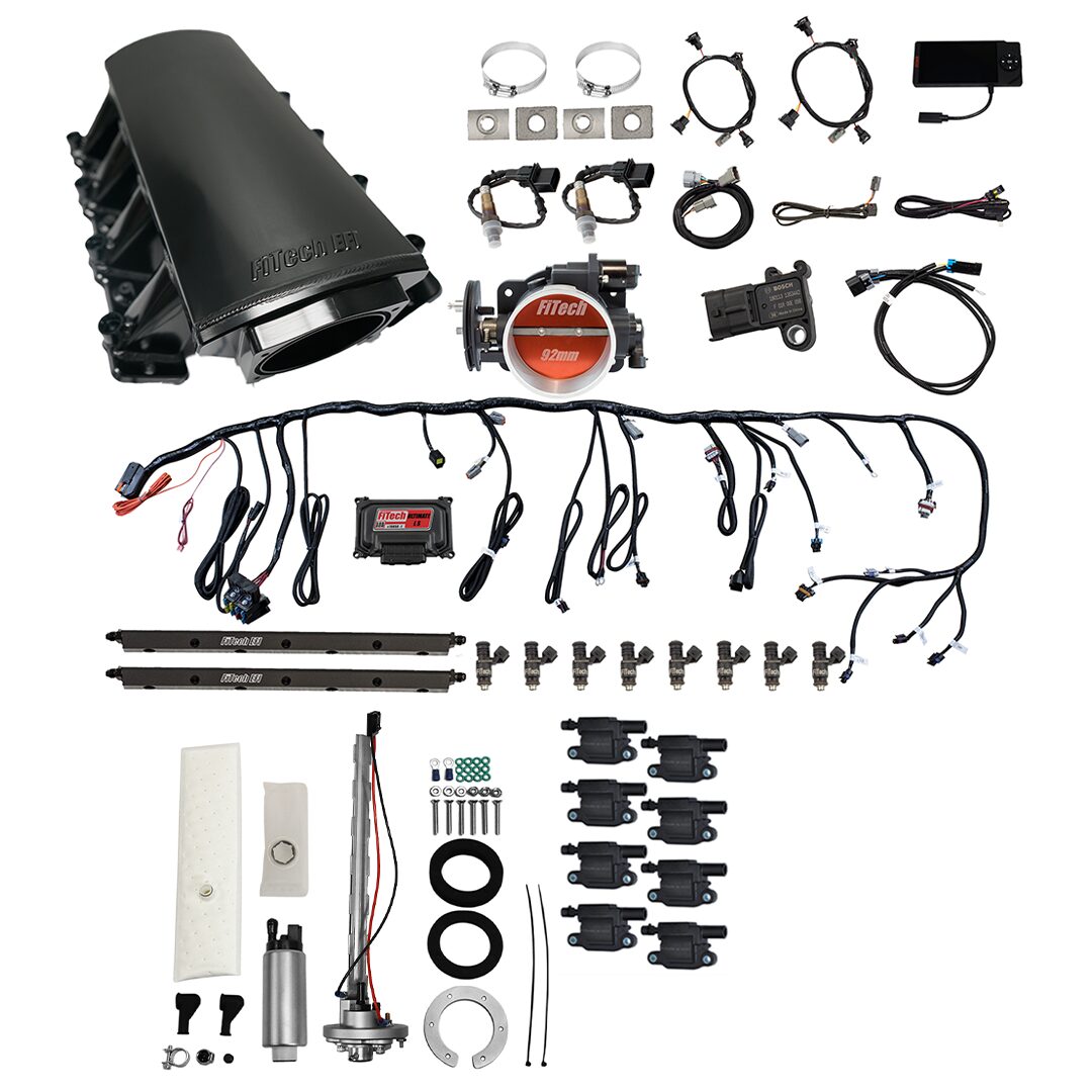 Ultimate LS 500 HP EFI System With Short LS7 Port Intake, Transmission Control, Go Fuel In-Tank Regulated Pump 340 LPH & Go Spark LS3 Style Coil 8 Pack Master Kit