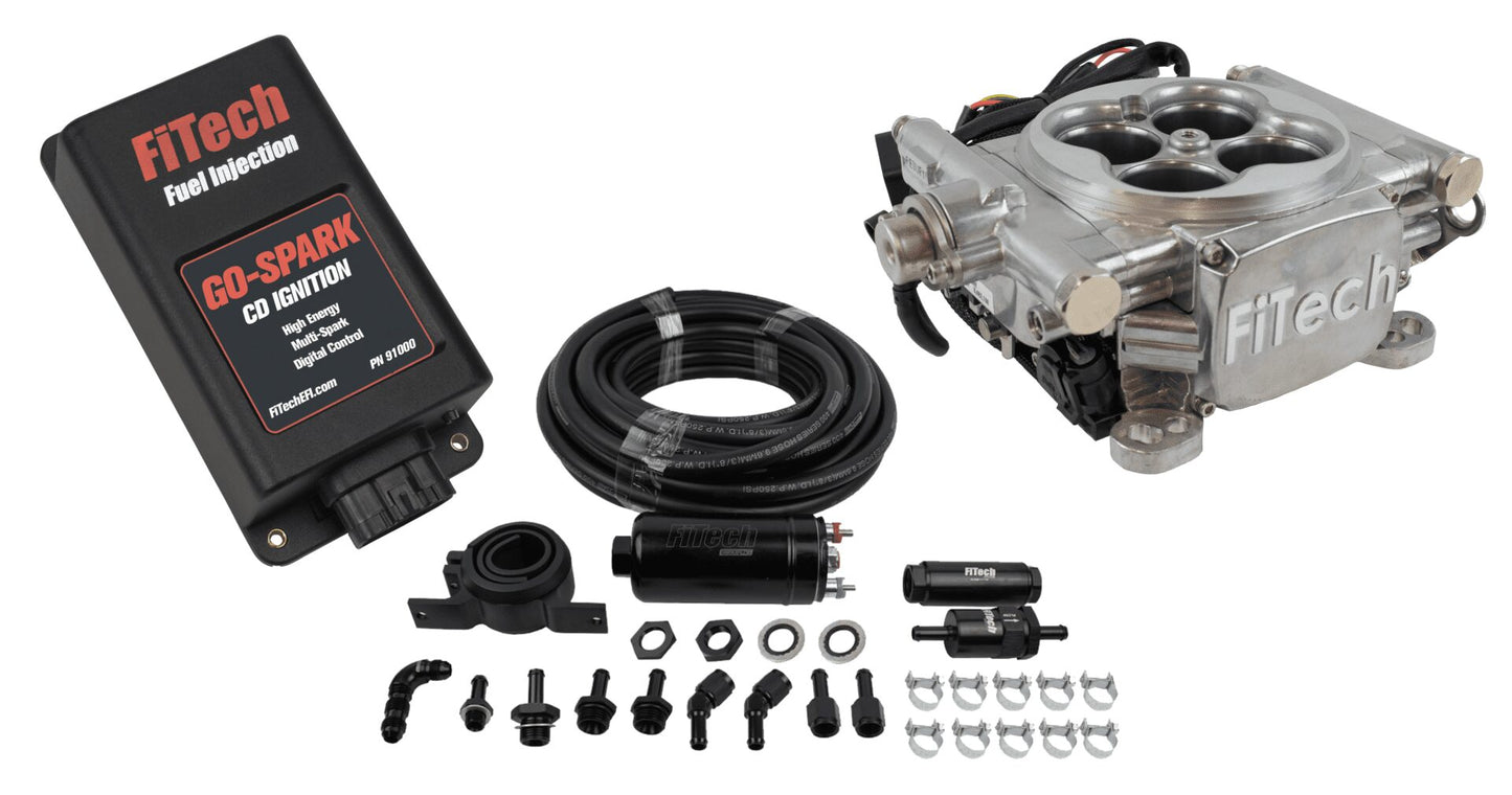 Go EFI 4 System (Bright Aluminum Finish) Master Kit w/ Inline Fuel Pump, w/CDI box