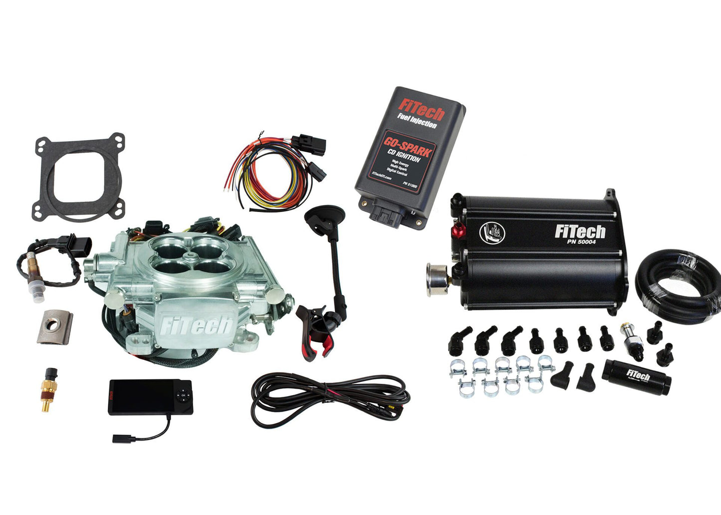 Go EFI 4 600 HP Power Adder Bright Aluminum EFI System With Force Fuel Delivery Master Kit & Go Spark CDI Box