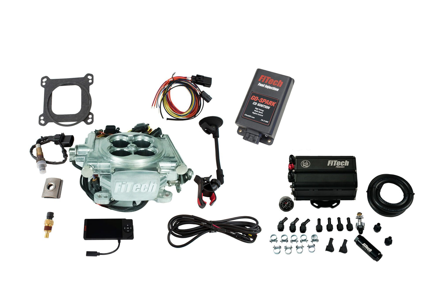 Go EFI 4 600 HP Power Adder Bright Aluminum EFI System With Force Fuel Mini Delivery Master Kit & Go Spark CDI Box