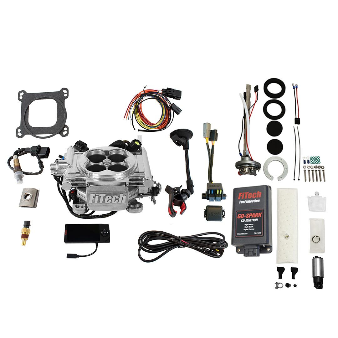 Go EFI 4 600 HP Bright Aluminum EFI System With Go Fuel In-Tank Regulated Pump 255 LPH & Go Spark CDI Box Master Kit