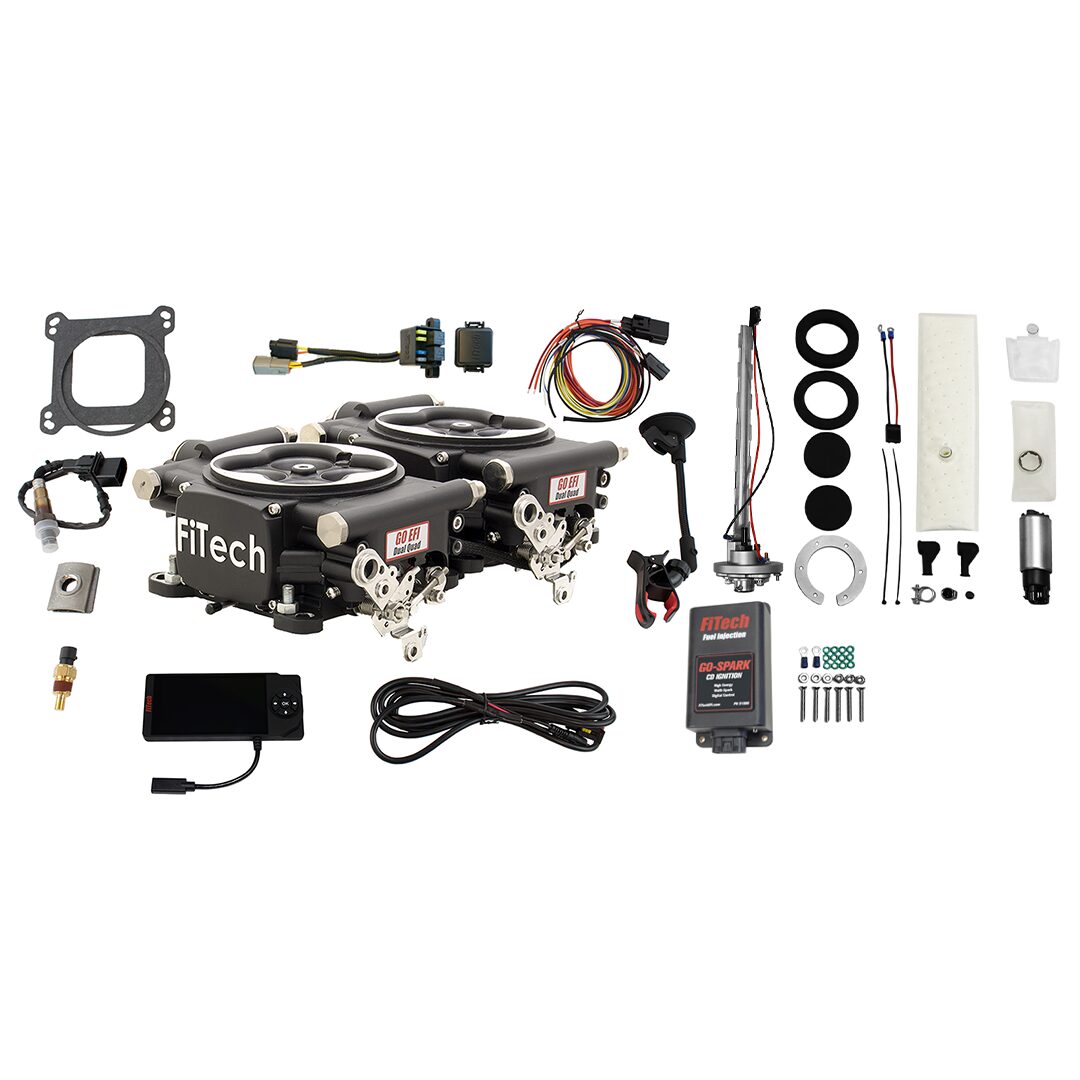 Go EFI 2x4 625 HP Matte Black EFI System With Go Fuel In-Tank Regulated Pump 255 LPH & Go Spark CDI Box Master Kit