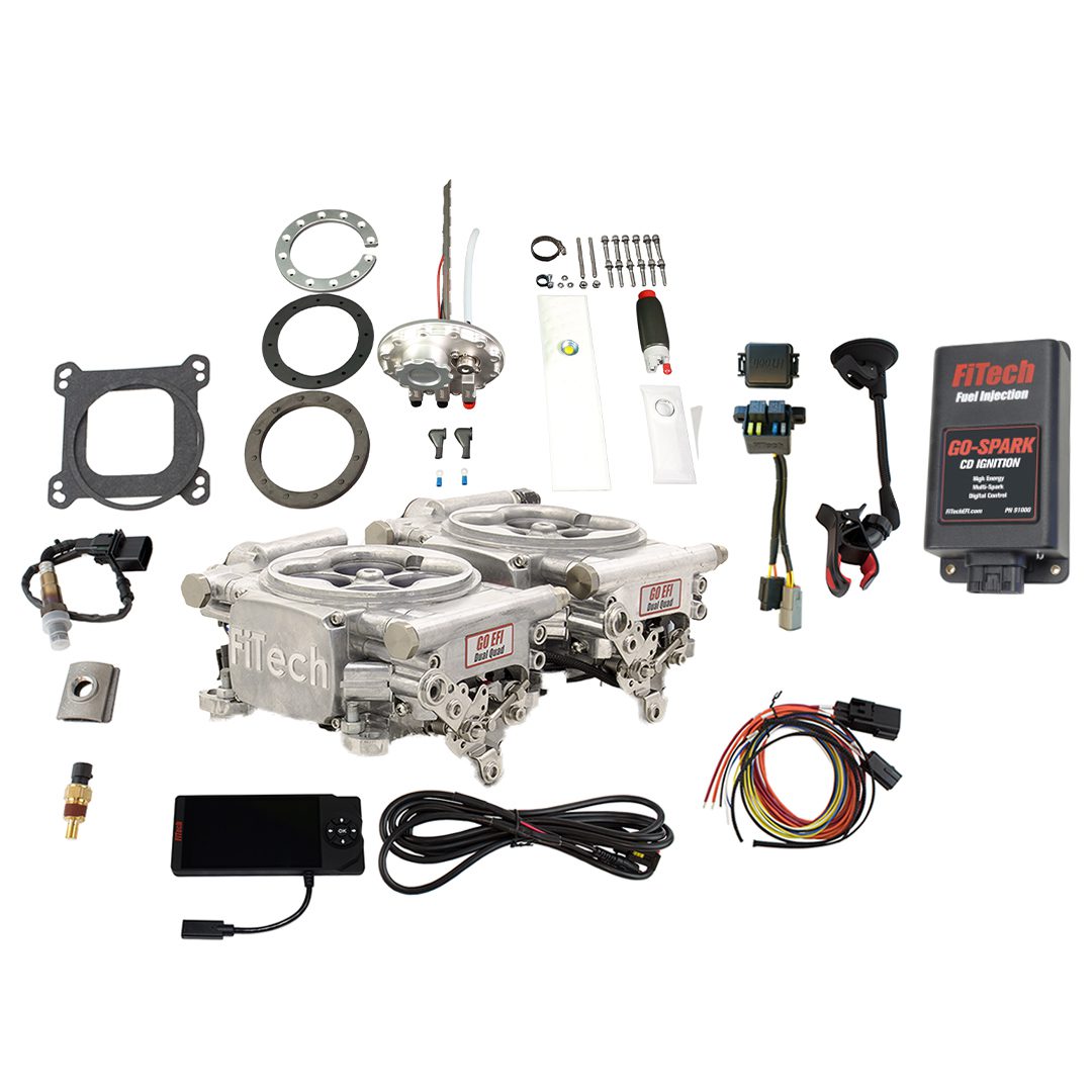 Go EFI 2x4 625 HP Bright Aluminum EFI System With Go Fuel In-Tank 340 LPH Fuel Pump Returnless Module & Go Spark CDI Box Master Kit