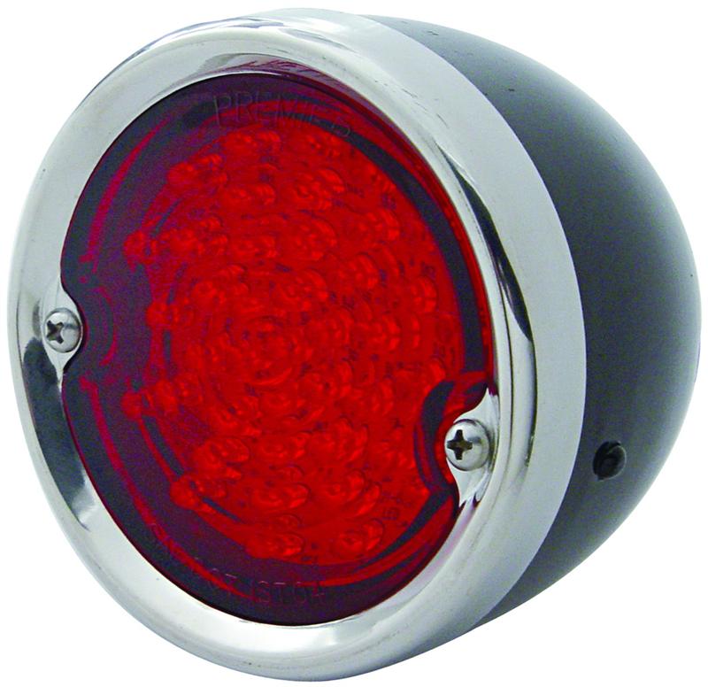 1954-1959 LED TAIL LIGHT ASSEMBLY BLACK HOUSING W STAINLESS BEZEL FITS LH OR RH