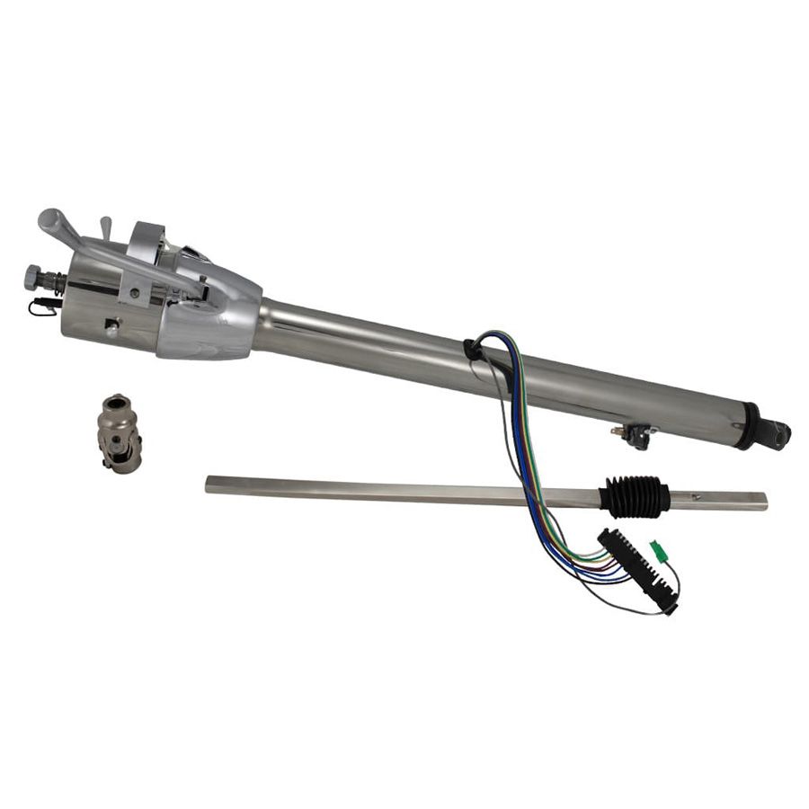 1960-1966 Flaming River Tilt Steering Column Automatic Column Shift Polished Stainless Late Power Steering