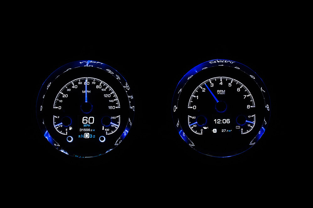 1954-1955 1st Series Chevrolet Truck & GMC Dakota Digital HDX Analog & Digital Instrument System - Black Face HDX-54C-PU-K