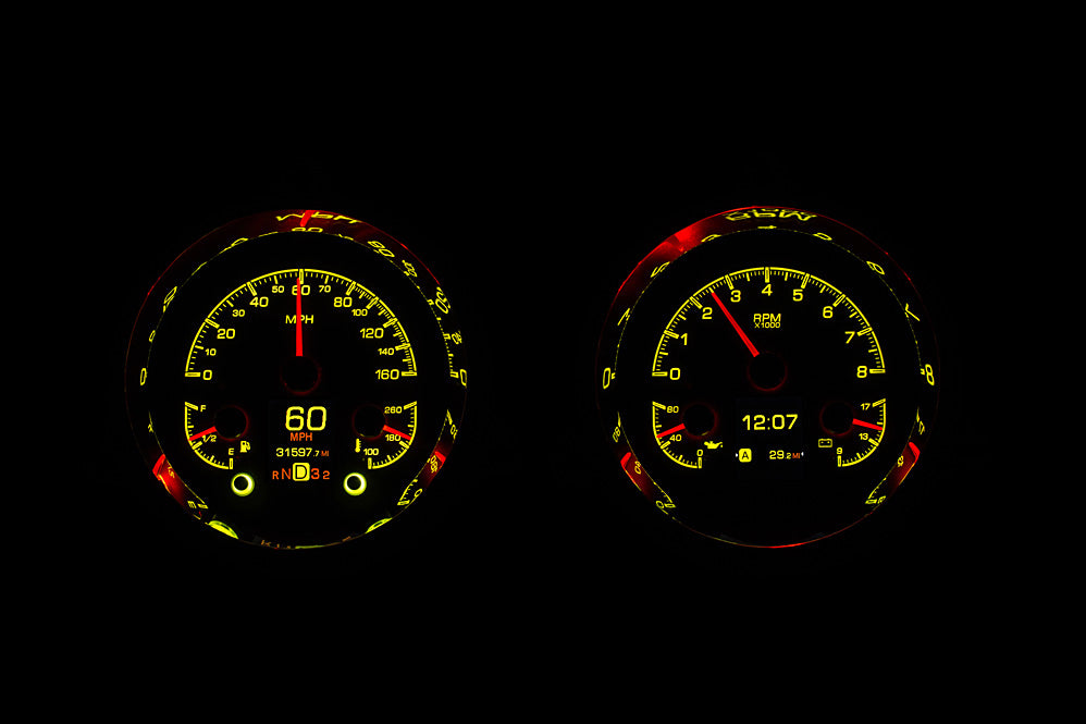 1954-1955 1st Series Chevrolet Truck & GMC Dakota Digital HDX Analog & Digital Instrument System - Black Face HDX-54C-PU-K
