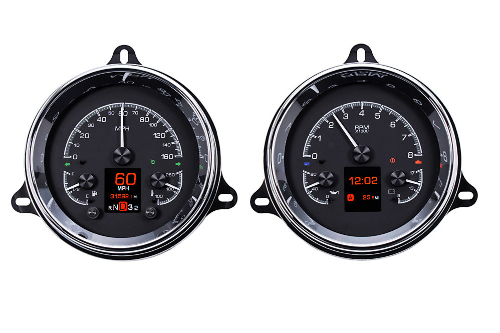 1954-1955 1st Series Chevrolet Truck & GMC Dakota Digital HDX Analog & Digital Instrument System - Black Face HDX-54C-PU-K
