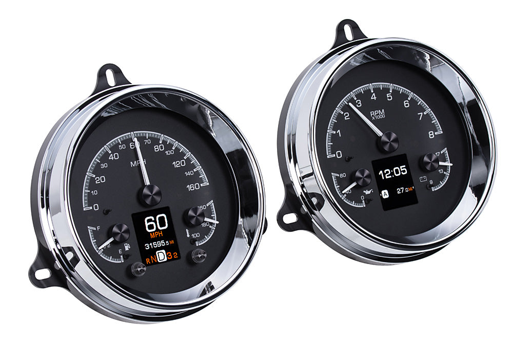 1954-1955 1st Series Chevrolet Truck & GMC Dakota Digital HDX Analog & Digital Instrument System - Black Face HDX-54C-PU-K