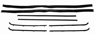 1964-1966 WINDOW CHANNEL SUPERKIT AUTHENTIC FELTKIT + DIVISION BARS & UPPER CHANNELS 8 PIECES CHROME CHEVROLET GMC TRUCK