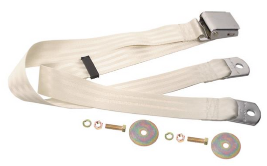 White - Seat Belt Chrome Lift Latch 74"