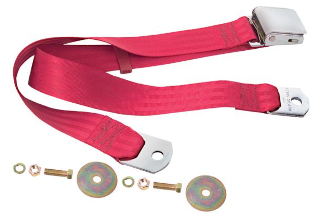 Dark Red - Seat Belt Chrome Lift Latch 60"