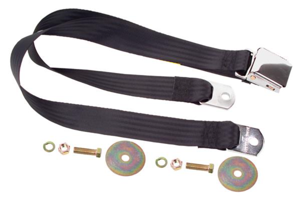 Black - Seat Belt Chrome Lift Latch 74"