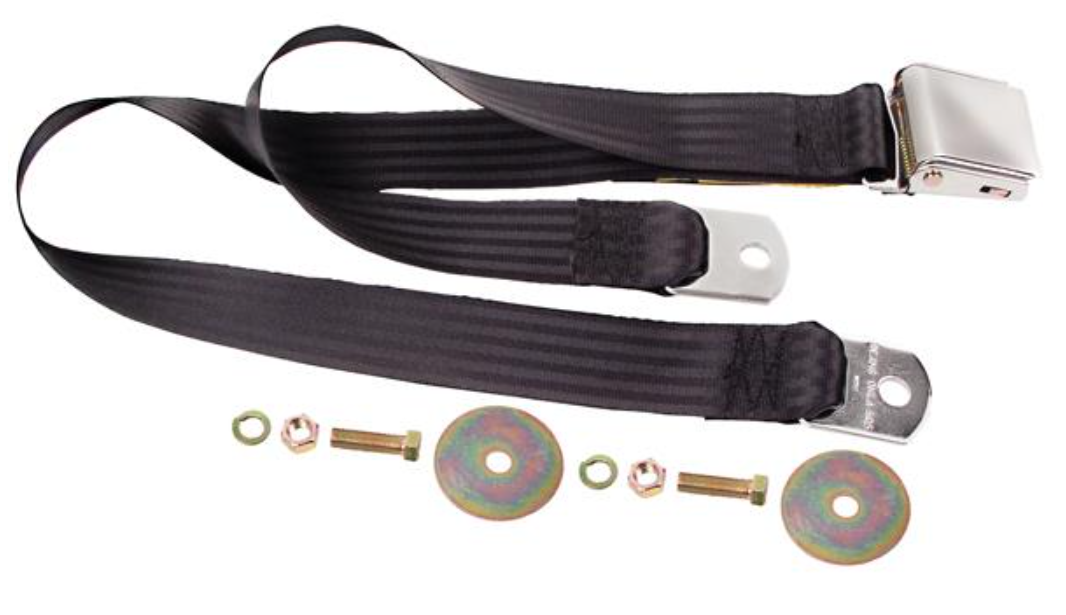 Black - Seat Belt Chrome Lift Latch 60"