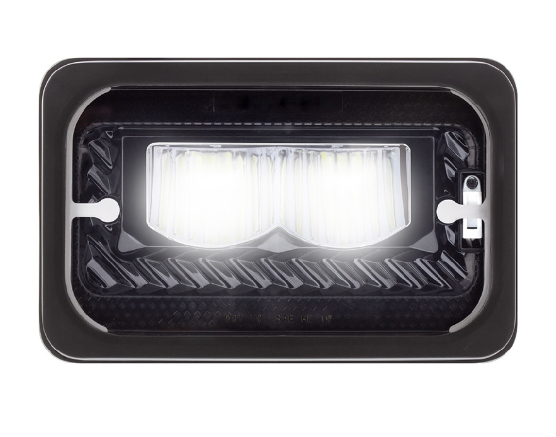 ULTRALIT - Heated 4" X 6" LED Headlight With Glass Lens & Aluminum Housing - High Beam - Black