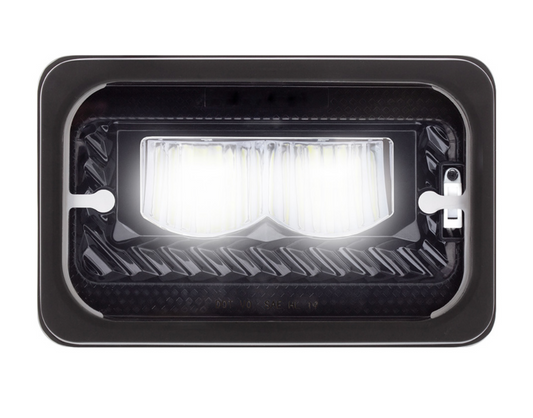 ULTRALIT - Heated 4" X 6" LED Headlight With Glass Lens & Aluminum Housing - High Beam - Black