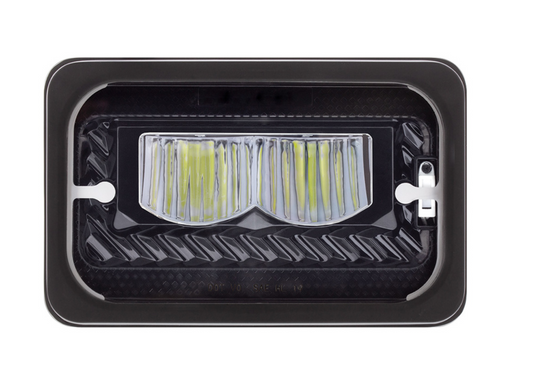 ULTRALIT - Heated 4" X 6" LED Headlight With Glass Lens & Aluminum Housing - High Beam - Black