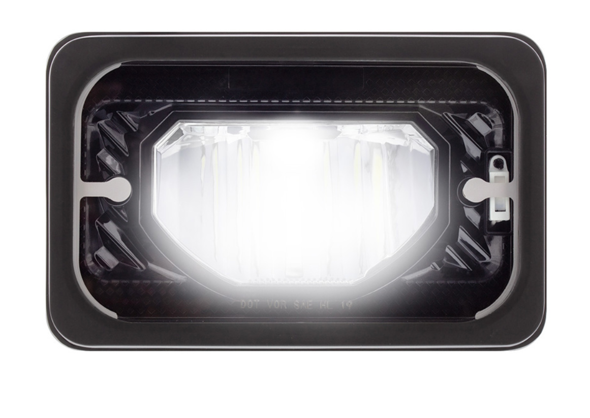 ULTRALIT - Heated 4" X 6" LED Headlight With Glass Lens & Aluminum Housing - Low Beam - Black