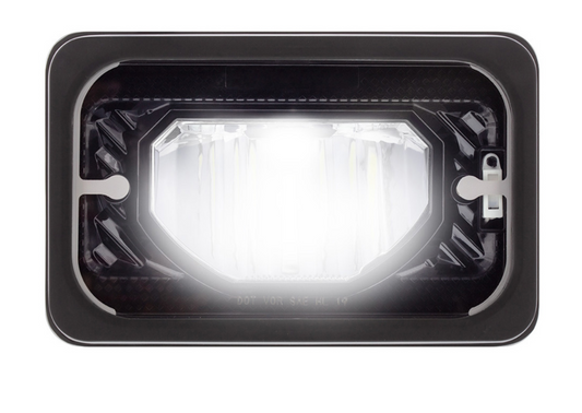 ULTRALIT - Heated 4" X 6" LED Headlight With Glass Lens & Aluminum Housing - Low Beam - Black