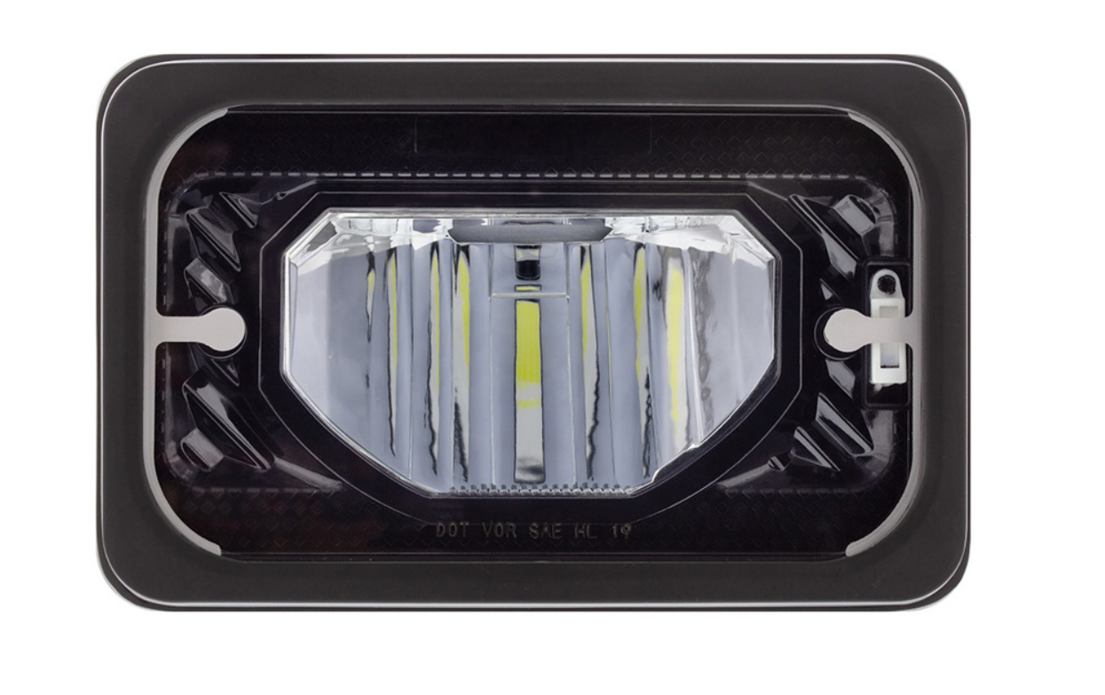 ULTRALIT - Heated 4" X 6" LED Headlight With Glass Lens & Aluminum Housing - Low Beam - Black