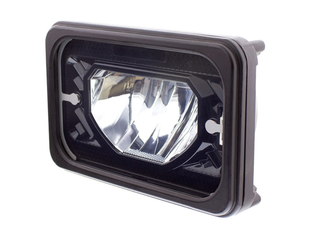 ULTRALIT - Heated 4" X 6" LED Headlight With Glass Lens & Aluminum Housing - Low Beam - Black