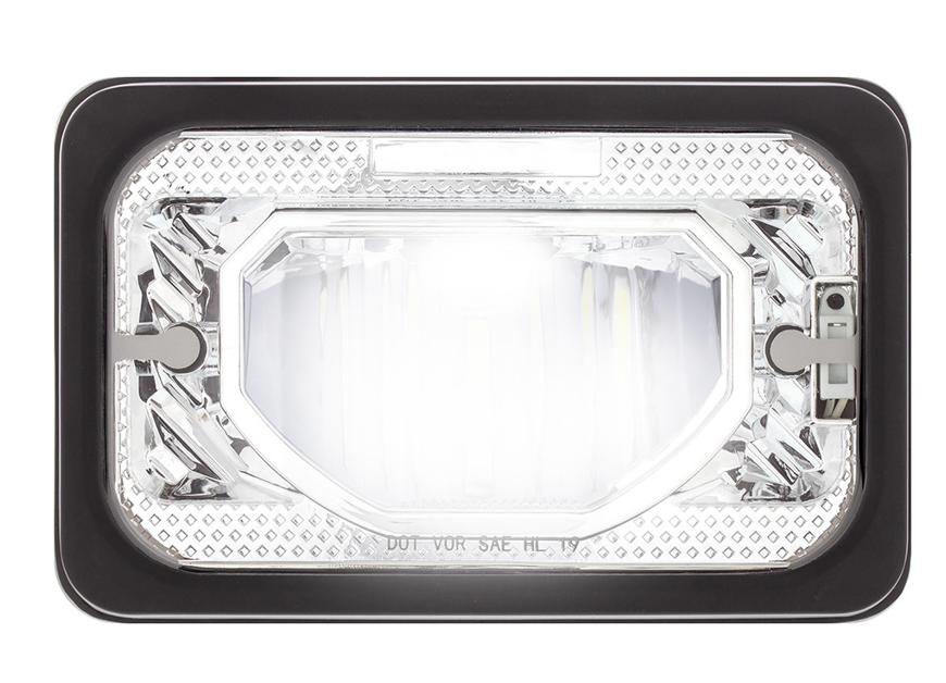 ULTRALIT - Heated 4" X 6" LED Headlight With Glass Lens & Aluminum Housing - Low Beam - Chrome