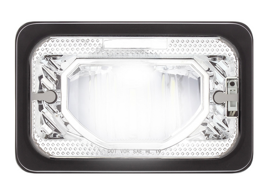 ULTRALIT - Heated 4" X 6" LED Headlight With Glass Lens & Aluminum Housing - Low Beam - Chrome