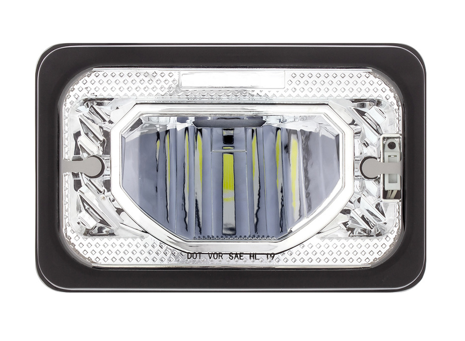 ULTRALIT - Heated 4" X 6" LED Headlight With Glass Lens & Aluminum Housing - Low Beam - Chrome
