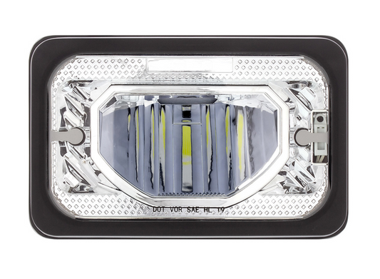 ULTRALIT - Heated 4" X 6" LED Headlight With Glass Lens & Aluminum Housing - Low Beam - Chrome