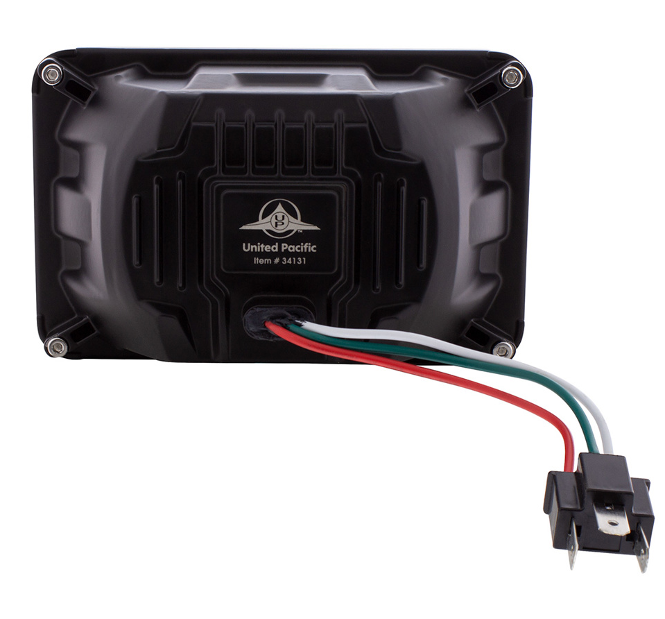 ULTRALIT - Heated 4" X 6" LED Headlight With Glass Lens & Aluminum Housing - Low Beam - Chrome