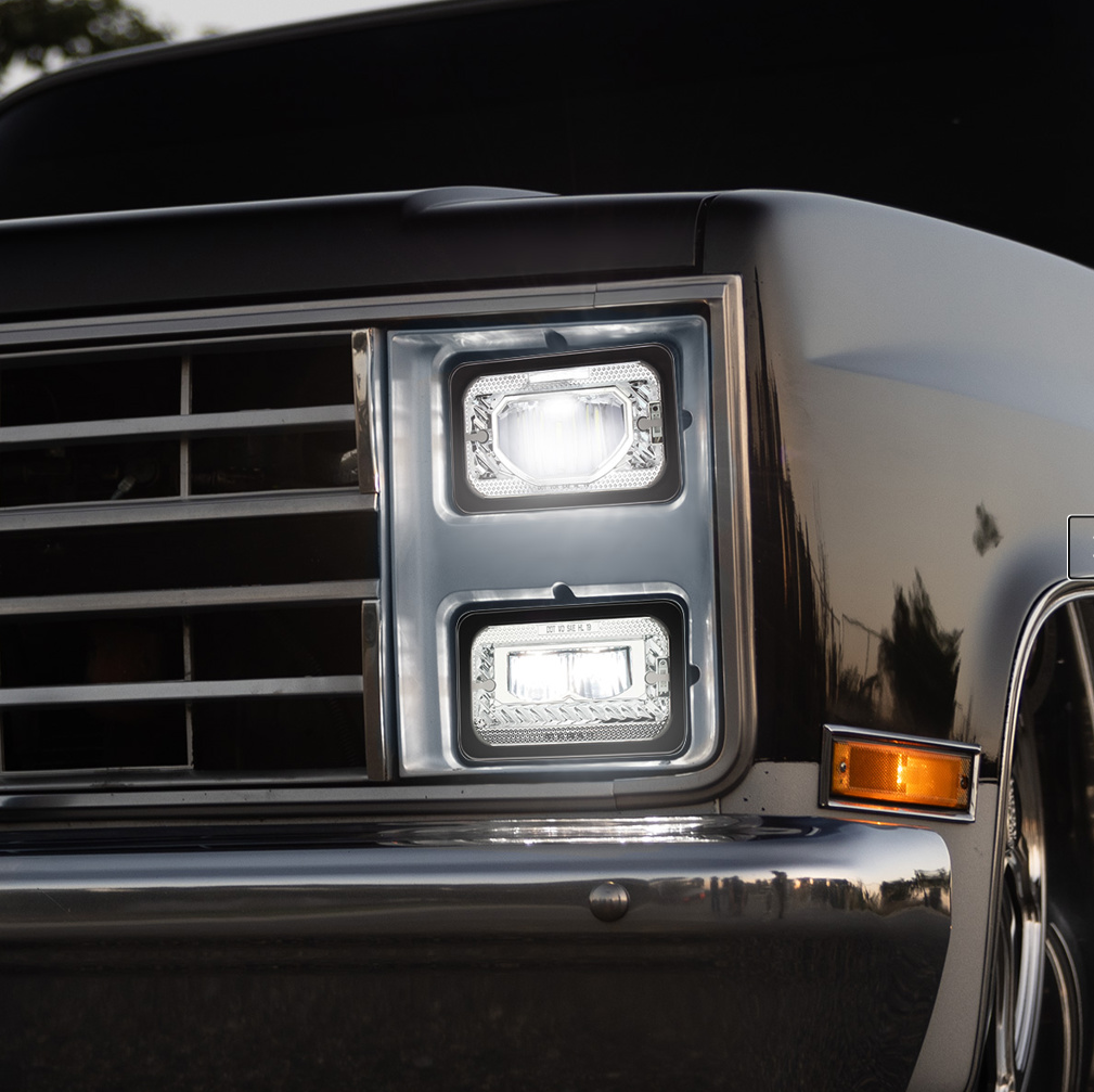 ULTRALIT - Heated 4" X 6" LED Headlight With Glass Lens & Aluminum Housing - Low Beam - Chrome