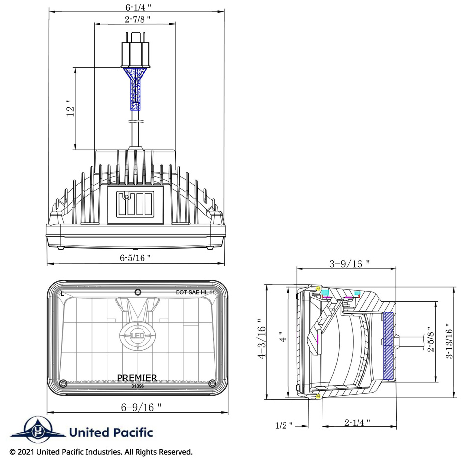 ULTRALIT - Single High Power CREE LED 4" X 6" Headlight - Low Beam