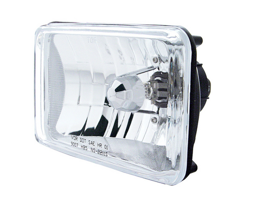4" X 6" Crystal Rectangular Headlight, Glass Lens - High Beam