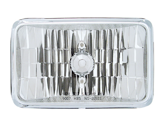 4" X 6" Crystal Rectangular Headlight, Glass Lens - High & Low Beam