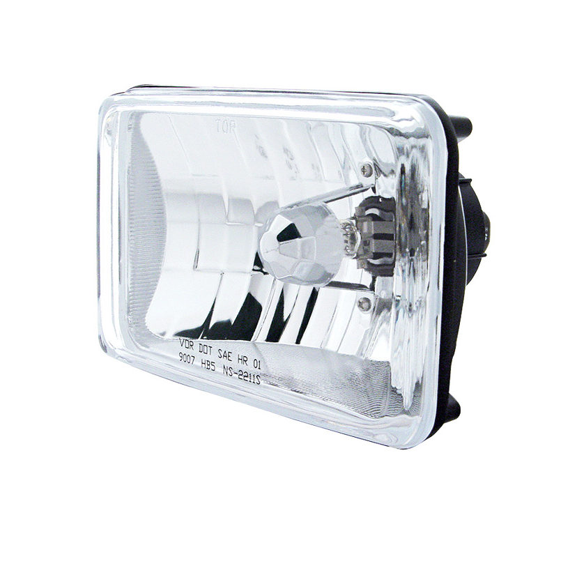 4" X 6" Crystal Rectangular Headlight, Glass Lens - High & Low Beam