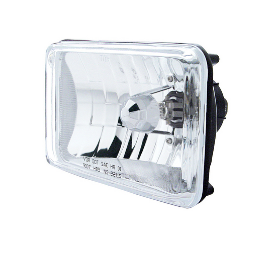 4" X 6" Crystal Rectangular Headlight, Glass Lens - High & Low Beam