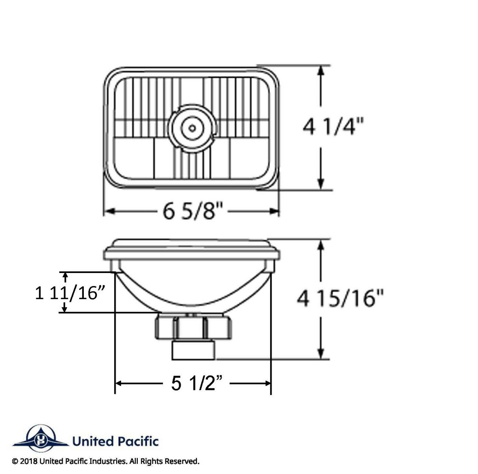 4" X 6" Crystal Rectangular Headlight, Glass Lens - High & Low Beam