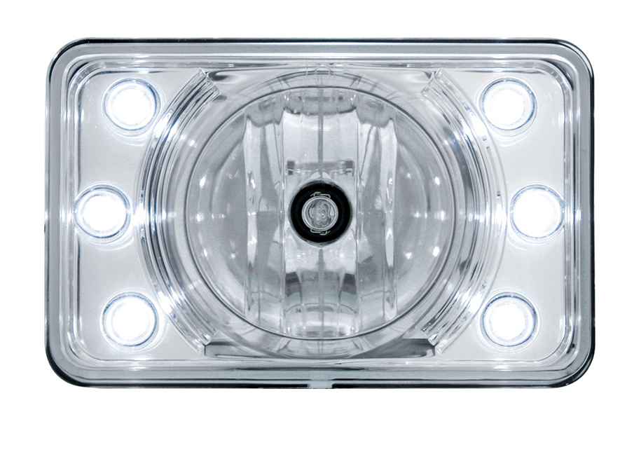4" X 6" Crystal Projection Headlight With 6 White LED Position Light - High Beam